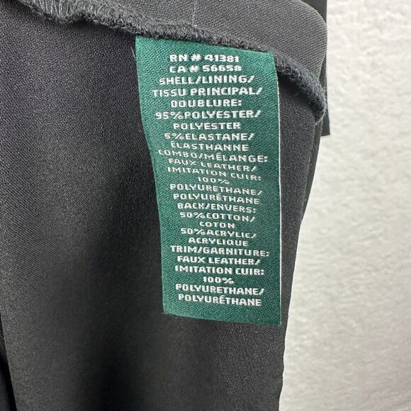 Lauren Ralph Lauren Midi Dress Size 12 Black Leather Trim Goth Viking Ren Faire - Picture 9 of 13